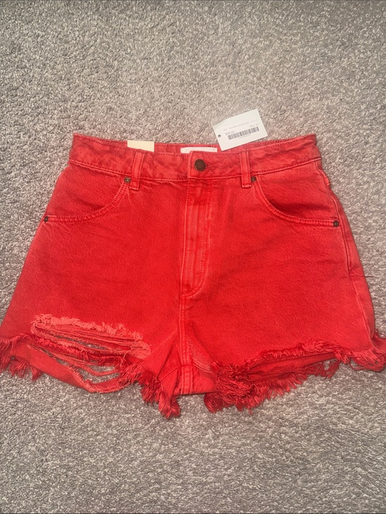 ROLLA'S Pants - Rolla’s Duster High Rise Slim Red Denim Shorts